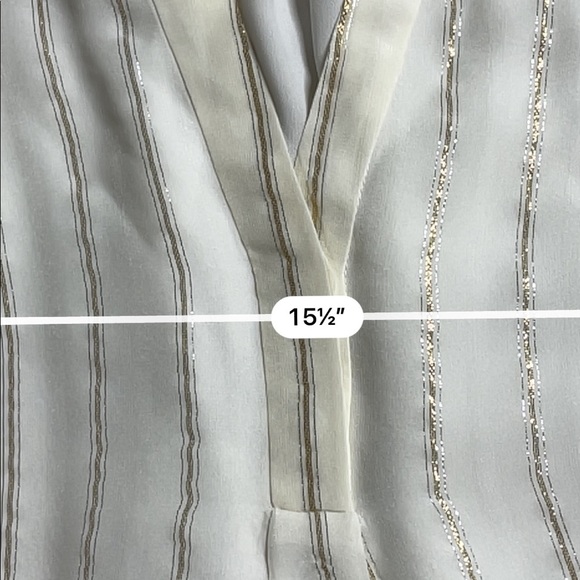 Joie white gold stripe silk sleeveless blouse - Picture 4 of 5